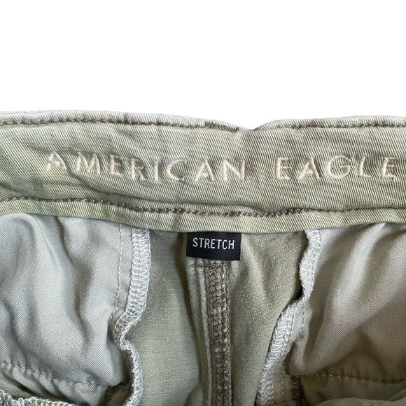 American Eagle Paperbag Pants Women Sz 10 Green High Rise Relaxed Coastal - Picture 3 of 7